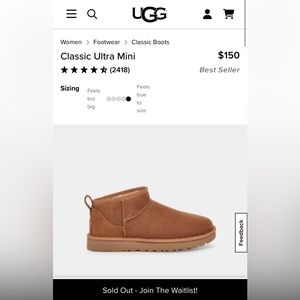 Women’s ultra mini UGGs size 9